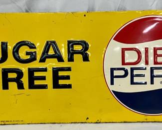 Emb. ‘Sugar Free Diet Pepsi’ Metal Sign, 31in x 12in