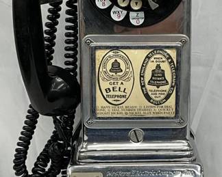 Western Electric Rotary Dial Payphone, Chrome-Plated, Measures 7in x 19in