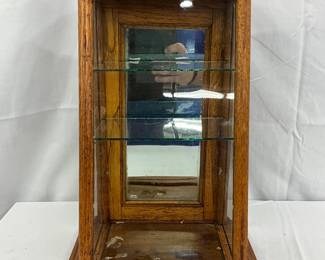 Zeno Oak Store Display Case with Glass Shelves and Mirror Back, 10×18