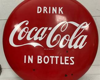 36in. ‘Drink Coca-Cola in Bottles’ Porc. Button Sign