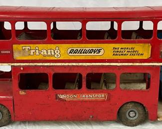 Early Shell Double-Decker Metal Bus Toy, 22in x 12in