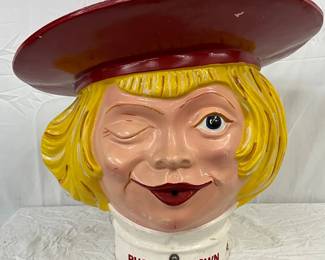 Buster Brown Fiberglass Head Store Display, 24×21 Inches