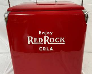 Red Rock Cola Metal Cooler with Chrome Accents, Restored, 18×20 