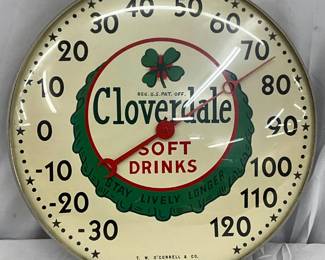 12in. Cloverdale Soft Drinks Glass Face Thermometer