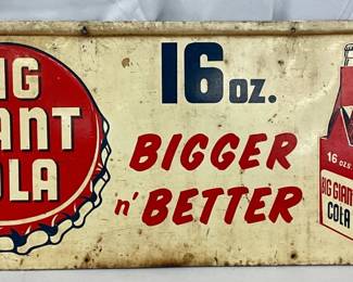 Emb. Big Giant Cola Metal Sign, 30in x 12in