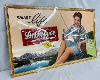 Dr Pepper Cardboard Sign with Fishing Scene, 32in x 19in