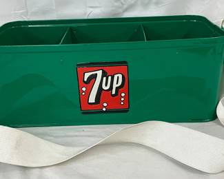 7Up Branded Beverage Stadium Carrier, Restored With Shoulder Strap, 17×8