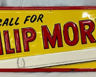 Emb. ‘Call for Philip Morris,’ Metal Sign, 28in x 10in