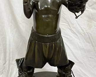 Bronze Boxing Boy Statue, 42 in x 24 in