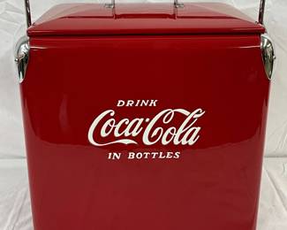 Coca-Cola Metal Cooler With Handle, Restored, 17×19 In.
