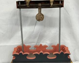 Early Bulls Eye Game with Metal Roosters and Wooden Base, 14in x 22in