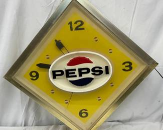 Pepsi Light-Up Square Clock with Dual-Sided Design, 19×19 Inches