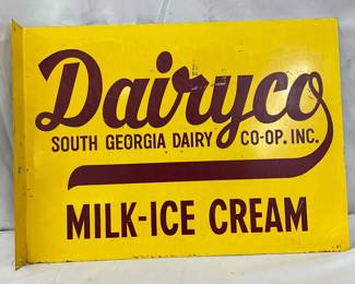 Dairyco South Georgia Dairy Co-Op, Milk-Ice Cream Flange Sign 19in x 14in
