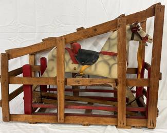 New Old Stock Wooden Kids’ Rocking Horse in Original Crate