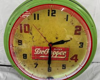 Dr Pepper White Neon Light-Up Clock, 21-Inch
