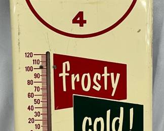 Dr Pepper Metal Thermometer Sign: Frosty Cold! – 7×16 in.