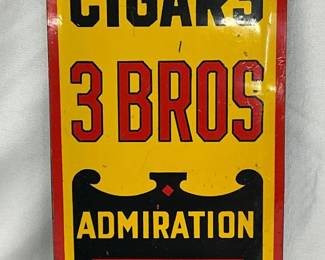Frings Cigars 3 Bros Tin Tacker Sign, 3 1/2 x 9