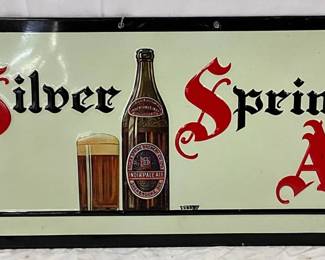 Emb. ‘Silver Spring Ale’ Metal Sign, 20×9 