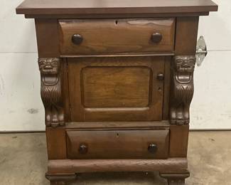 Early Carved Slot Machine Cabinet with Lion Head Motifs