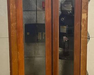 Early Wooden-framed Phone Booth with Rotary Dial Payphone, 30in x 83in