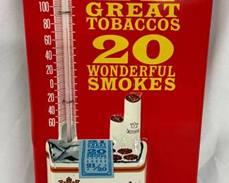 Emb. Chesterfield Cigarettes Metal Thermometer, 5 x 12 Inches