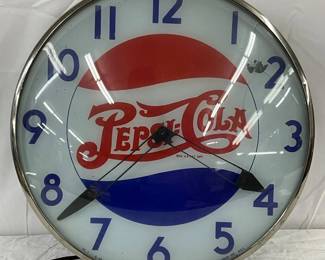 Pepsi-Cola Advertising Clock with Cracked Glass, 14in.