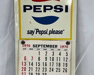 1970 Pepsi Calendar With Metal Front and Cardboard Back, 7×12
