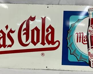 Emb. Mas Cola Advertising Sign, 28×12 Inches
