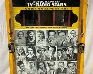 Wooden Card Vending Coin Op Machine Featuring TV and Radio Stars, 23×38