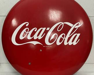 36in. Porc. Coca-Cola Button Sign