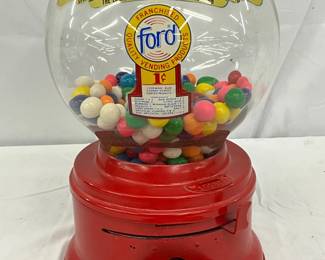 Early Ford Gum Ball Machine with Red Base, Measures 7in x 11in