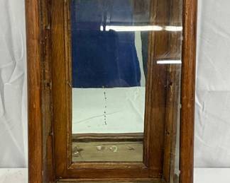 Early Zeno Oak Store Display Case with Glass Panels and Carved Top, 11×18 