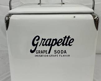 Grapette Metal Cooler with Printed Logo, Restored,  18in x 18in