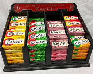 Chiclets Gum Advertising Display Rack with Product, 7 x 4 1/2 Inches