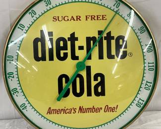12in. Diet Rite Cola Glass Face Thermometer