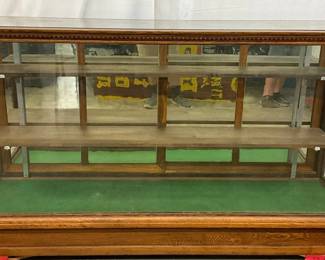 Early Oak Display Show Case with Glass Panels and Adjustable Shelves, 72x20x41