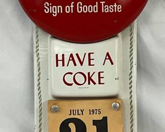 1975 Coca-Cola Metal Advertising Wall Calendar, 7×20 