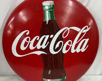 24in Coca-Cola Button Sign with Bottle Graphic