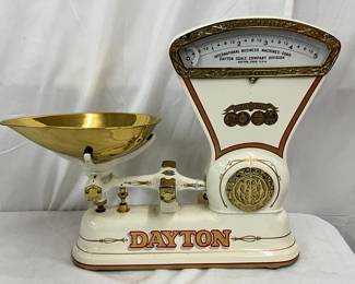 Dayto Restored Measuring Scale with Brass Bowl, 15in x 16in