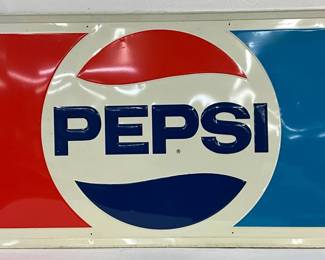Emb. Pepsi Sign, Self-Framed, 67in x 35in