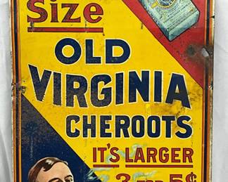 Early Old Virginia Cheroots Metal Sign, 10×16 Inches