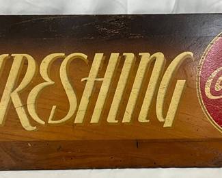 Coca-Cola Wooden Sign by Kay Displays, Inc., 24in x 8in