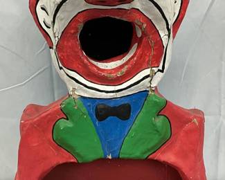 Early Paper Mache Clown Carnival Game Measuring 13in by 20in