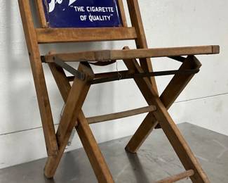 Early Porcelain ‘Smoke Piedmont’ folding wooden chair, 16x30 in.