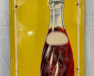 Emb. Pepsi-Cola Metal Sign, 17in x 47in