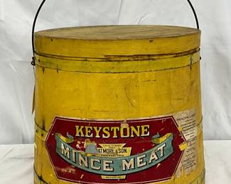 Early Keystone Mince Meat Wooden Bucket, 13in x 18in