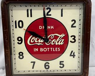 Coca-Cola Wooden Framed  Clock, 16in x 16in