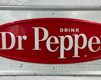 Emb. Dr Pepper Metal Sign, 27in x 12in