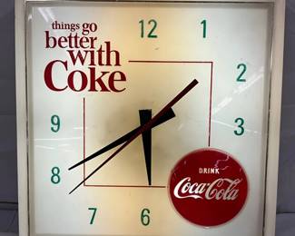 Emb.  Coca-Cola Light-Up Plastic Clock, 16 Inches, Hanover Manufacturing, 16 inches