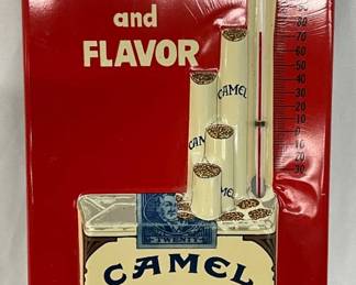 Emb. Camel Cigarettes Thermometer, 6 x 14 Inches
